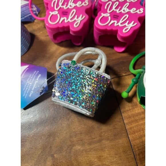 Lot of 6 hand sanitizer cases.  Good vibes only, hat, bag, watermelon - Picture 4 of 5